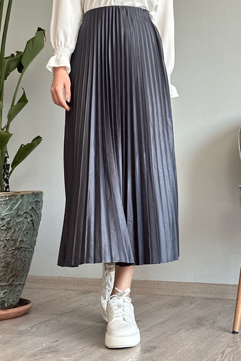 InStyle Πλισέ ανθρακί φούστα