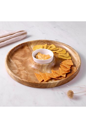 Home Box Albero Round Platter with Ceramic Bowl - 30x5.5 cm