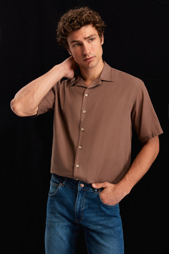 D'S Damat Άνετο καλοκαιρινό πουκάμισο Cotton Linen Look Tracker γιακά