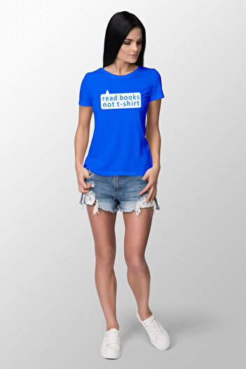 Tshirthane Читайте книги Друкована жіноча футболка з вузьким кроєм, синя