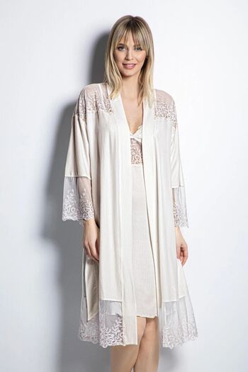 MONAMİSE Low-Cut Brode Lace Dressing Gown Set