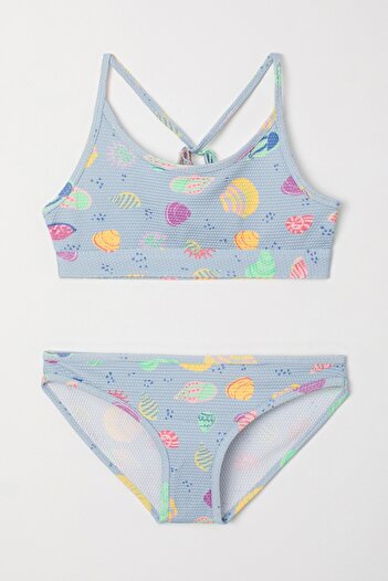 Woody Bikini pentru fete cu protecție UPF50+ pentru vârstele 10-16 ani - Zwc - 938 - Albastru imprimat