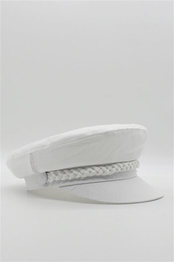 Külah Men's Driver Cap Flat Cap Captain Hat - White