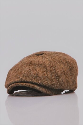 Külah Men's Peaky Herringbone Patterned English Cap Hat
