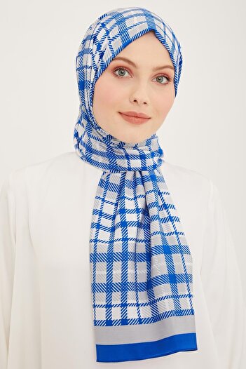 Armine Trend Blue-gray Plaid Pattern Modal Shawl 4713-18