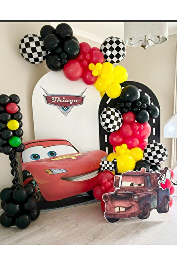 Çemrek Süs Parti Yellow Red Black Balloon Chain Set 100Pcs