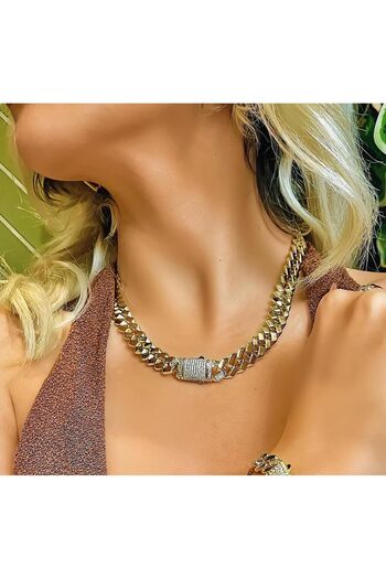 Belle Monaco Model Taşsız Gurmet Kolye 14 K Altın Kaplama