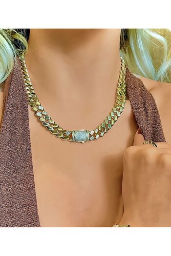 Belle Monaco Model Taşsız Gurmet Kolye 14 K Altın Kaplama