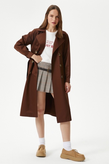 Ritnice Women's Light Seasonal Brown Trench Coat
