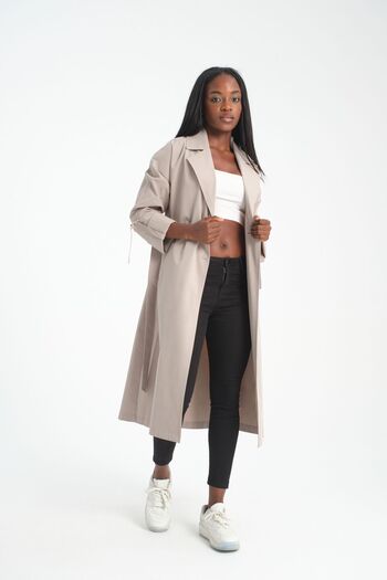 Soydan Güner Waterproof Wrinkle-Free Unlined Medium Summer Trench Coat Stone 7260
