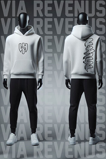 Vordevia Al Crescent Printed Wide Fit Hoodie and Sweatpants Unisex Sports Set