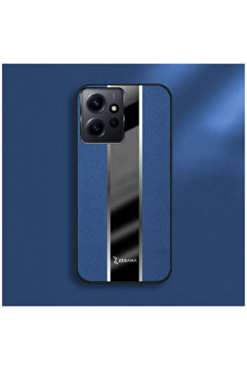 Zebana Xiaomi Redmi Note 12 Uyumlu Kılıf Premium Deri Kılıf Mavi