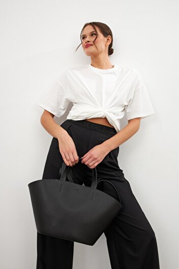 Setre Black Faux Leather Handbag