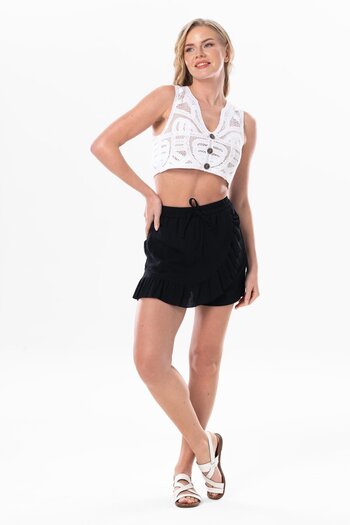 Eliş Şile Bezi Ada Şile Cloth Summer Shorts Skirt Black Syh