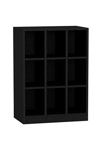Mahmayi Wooden Display Shelves with 9 Storage Compartment, Freestanding, Black