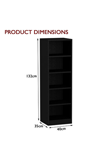 Mahmayi Wooden Storage Display Shelves 5-Tier Freestanding, Black