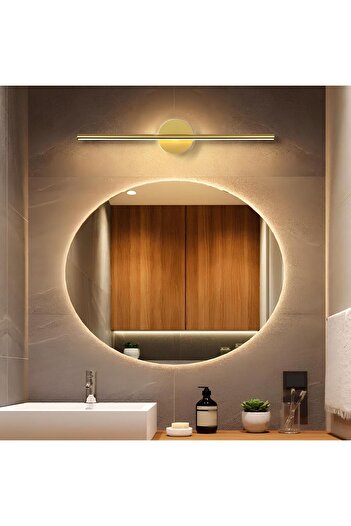burenze Modern Kablosuz Tak Çalıştır Ledli Pilli Aplik Banyo Tablo Ayna Aydınlatma Eskitme Gold Pil Dahildir