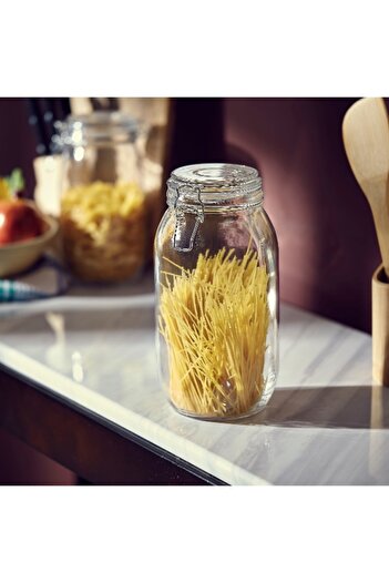 Home Box Atlanta Glass Canister with Metal Clip - 2 L