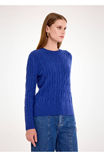 Knitss Kaşmir Karışımlı Saç Örgü Mavi Triko
