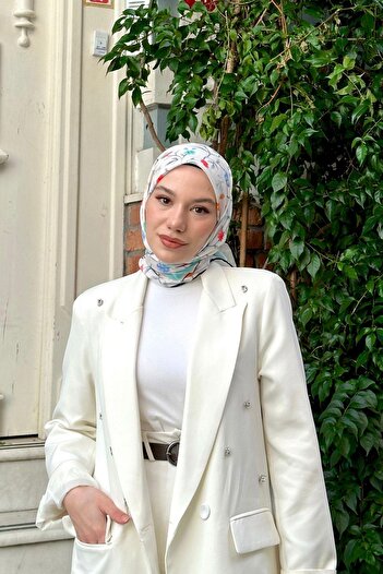 İpekhan Colorday Ahu Soft Scarf Water Green White 1151-03
