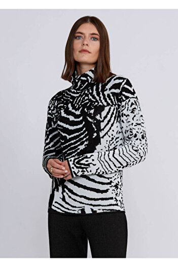 Knitss Tricotaje alb-negru cu model jacquard intarsia