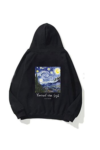 The Champ Clothing Φούτερ με κουκούλα με κουκούλα Vincent Van Gogh με στάμπα σε μαύρο χρώμα