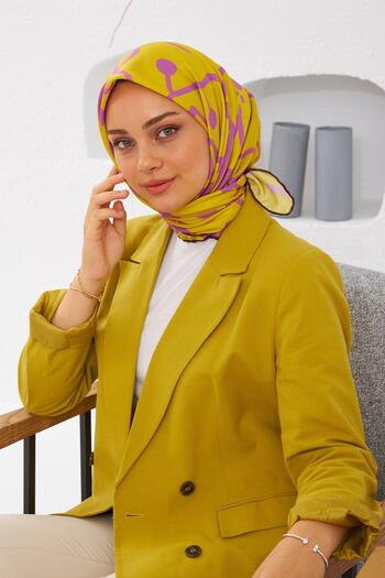 İpekhan Relax Geometric Line Soft Scarf Orange Yellow 1145-08