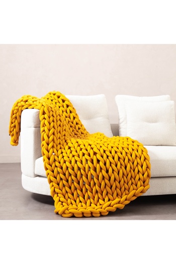 Mudo Home Mustard Abella Sofa Shawl - 120x180