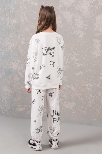 Waka Waka Star Heart Printed Girl's Tracksuit Set
