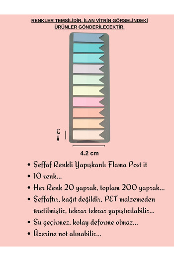Para Todos Transparent Colored Postit Pennant Post It Adhesive Note Paper Sticker Bookmark Post-It Bookmark