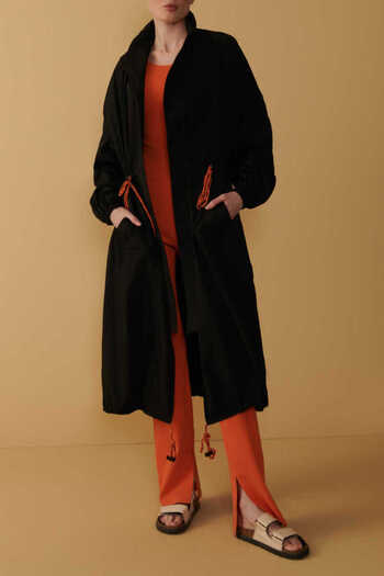 Mısırlı Long Black Women's Trench Coat