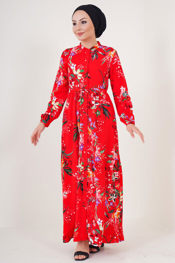 Bigdart 2144 Magnificent Collar Hijab Dress - A.red