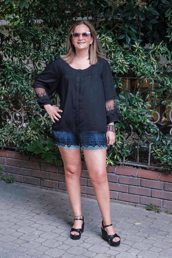Zer Otantik Lace Detailed Plus Size Shirt Blouse Black