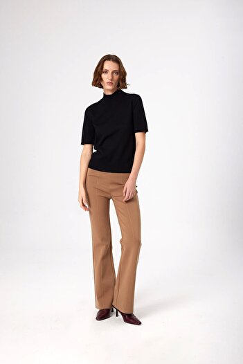 Mısırlı Women's Sweater - Black, Half Turtleneck