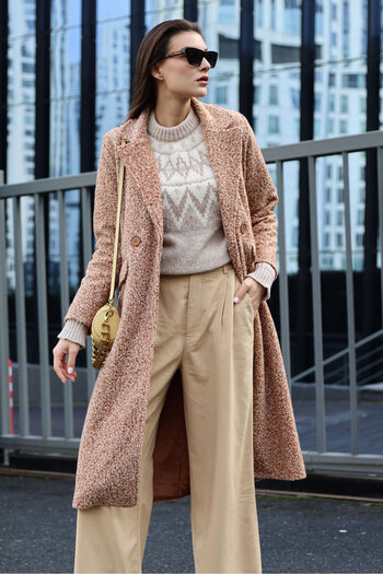 Bigdart Tan Oversize Long Boucle Coat 9127