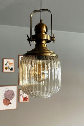 Bamyum Mopa Cam Bal Rengi Tekli Avize Eskitme Başlık Retro Sarkıt Lamba Restoran Salon Aydınlatma