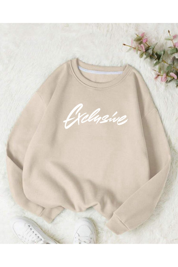 FAVORİST Αποκλειστική στάμπα Oversize φούτερ με λαιμόκοψη