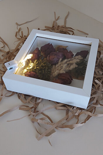 hobicehayaller 20x20x5 cm Ledli Anı Çerçevesi! Yeni Model Çiçek Saklama Kutusu