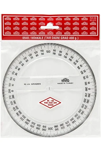 HATAS 15cm Full Circle Plastic Minkale Protractor / 0920