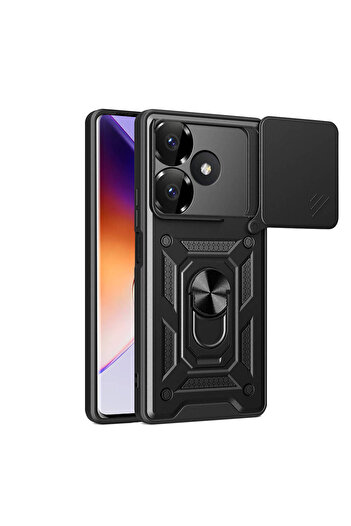 Fibaks Xiaomi Redmi 13 4g Case Armor Tank Cover with Camera Protection Sliding Ring