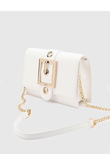 İLVİ Jamie Women's White Genuine Leather Shoulder Bag