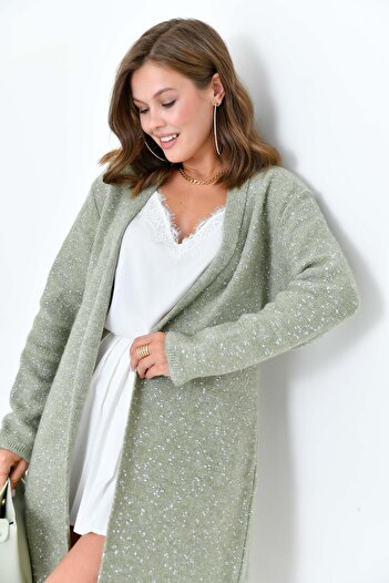 FTZ WOMEN Women's Long Cardigan with Belt Mint 20737