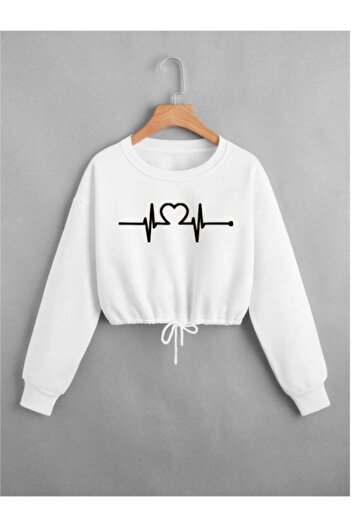 MOONBULL Γυναικείο φούτερ Oversize Crop με σχέδιο Rhythm - Δαντέλα στη μέση