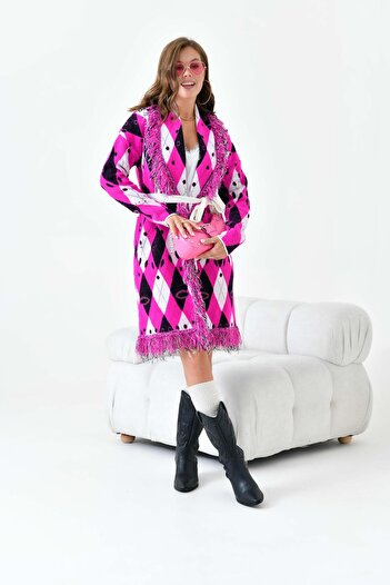 FTZ WOMEN Women's Diamond Patterned Wearable Fuchsia 20519