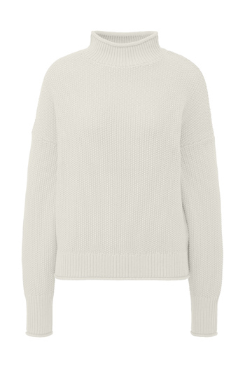 QS by s.Oliver Amestec de bumbac, decolteu cu tiv rulat, casual, model texturat