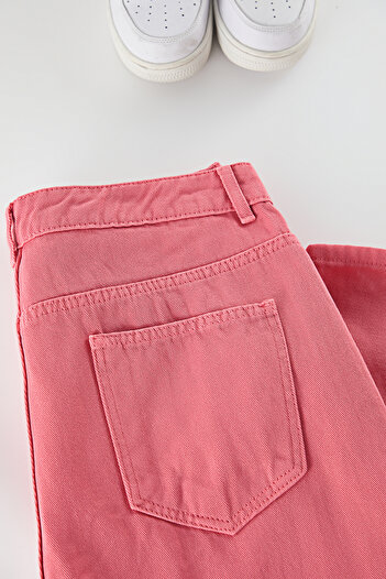 Edit by Trendyol High Waist Wide Leg Pink Rigid Plus Size Jeans