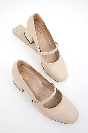 SOHO 19721 Model Beige Women's Classic Heeled Shoes