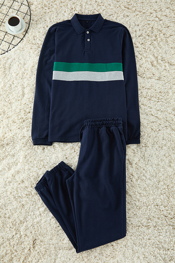 Trendyol Collection Navy Blue Regular Fit Knitted Pajamas Set - Pique Fabric Tmnaw25Pt00018