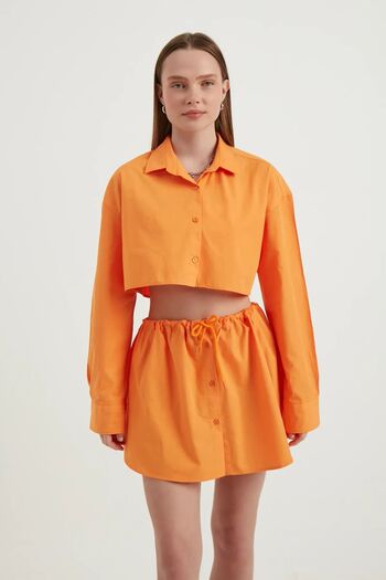 Hiccup Oversize Wide Sleeve Crop Shirt