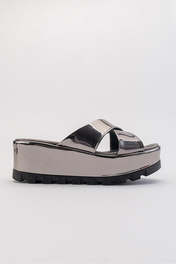 Ccway Platinum Mirror Women's Slippers - Cross Banded